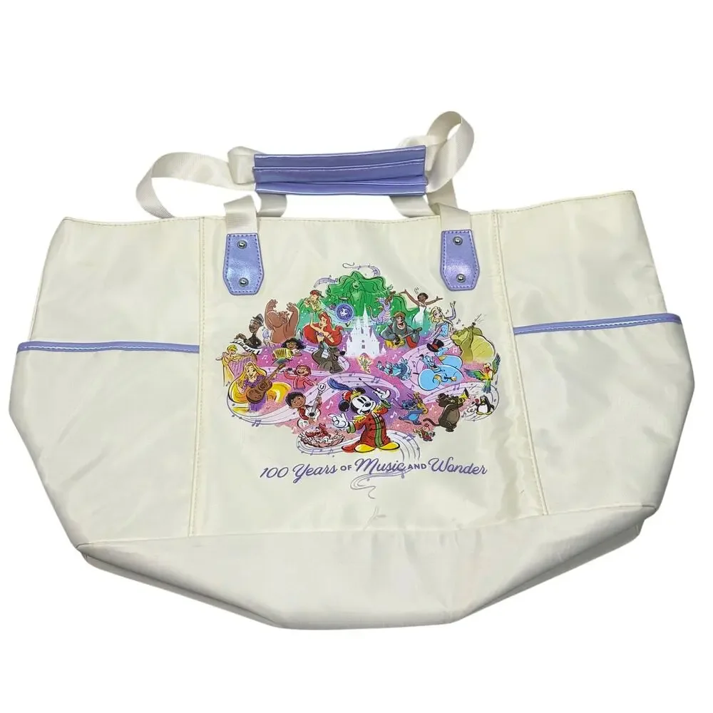 Disney 100 yrs of Music & Wonder tote bag. cream, shimmer purple. Never used